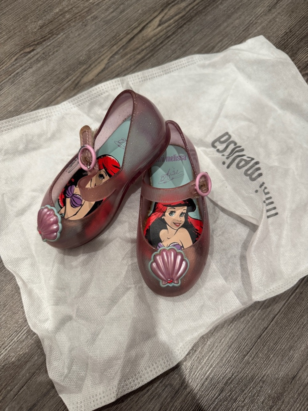 Melissa Little Mermaid Glitter Mary Janes in Shimmery Pink